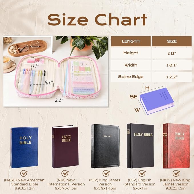 XKDOUS Bible Cover Case for Women Bible Bag Journaling Kit w/Study Supplies