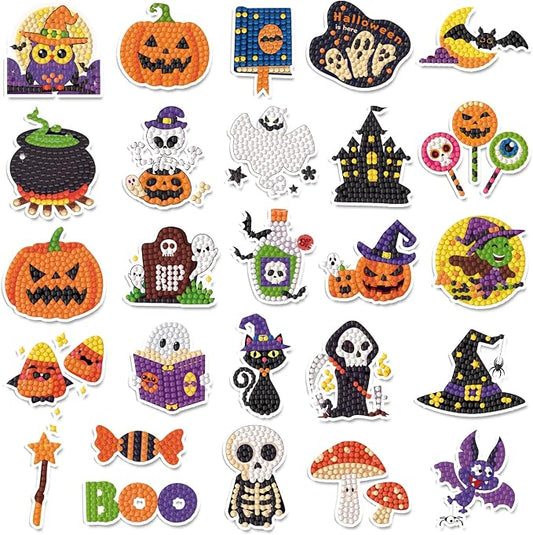 Labeol Diamond Art Kits for Kids Boys and Girls Ages 6-8-10-12 Easy to DIY Creative Diamond Art Sticker Craft by Numbers Kits for Kids and Adult Beginners (Halloween)
