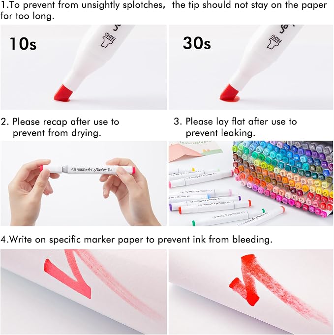 Lineon 172 Colors Alcohol Based Dual Tip Art Markers, 171+1 Blender Permanent Marker Pens Plus 1 Marker Pad 1 Case Perfect for Kids Adult Artist Coloring Books Drawing Sketching and Card Making