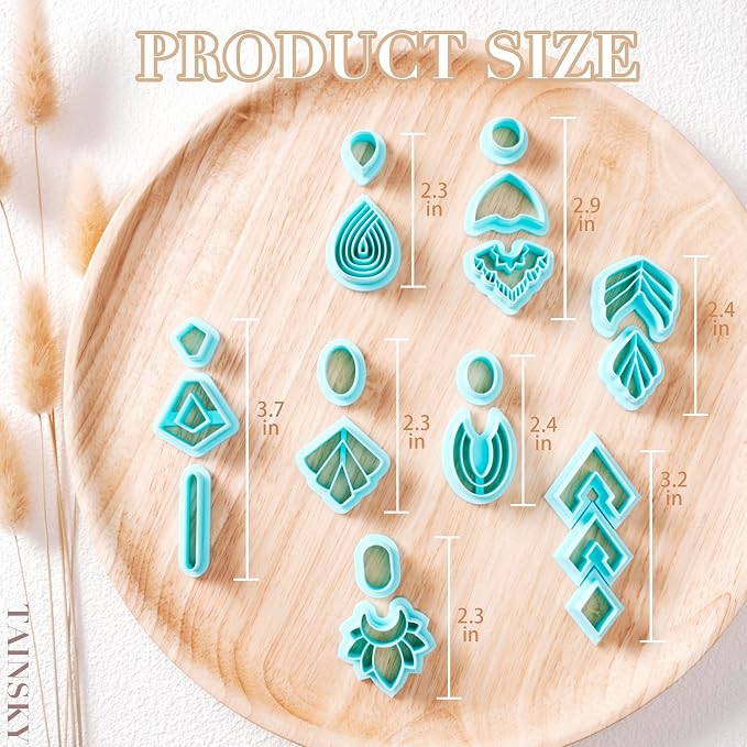 TAINSKY Polymer Clay Cutters, Set of 19 Shapes Boho Clay Cutters for Polymer Clay Jewelry, Organic Clay Earrings Cutters, Polymer Clay Cutters for Polymer Clay Jewelry Making