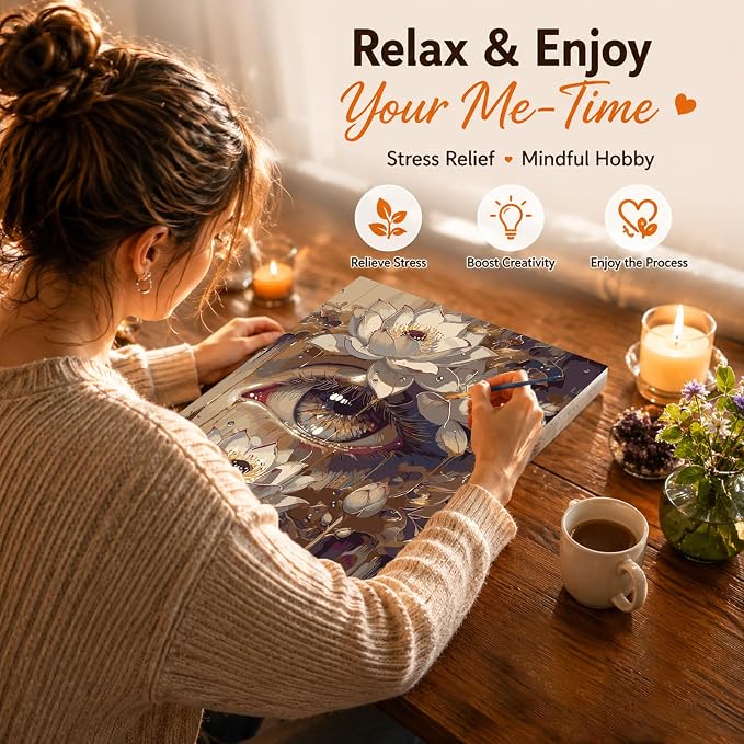 AUKELHJ Paint by Numbers Kit for Adults Beginner, Eye, 16X20 Inch | Paint by Number for Adults, Beginner Friendly, High-Definition Color Canvas, Stress Relief, Home Decor, Gifts, Unframed