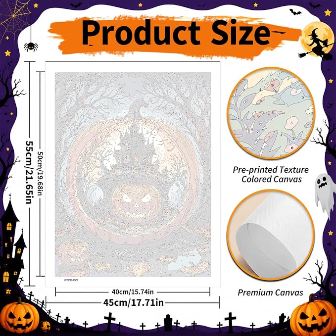 SUJINMEI Pumpkin Paint by Numbers Kit for Adults Without Frame 16X20 inch | Halloween House Adult Paint by Number Kits on Canvas, Pumpkin Paint by Numbers for Adults, Acrylic Paints for Home Wall Decor