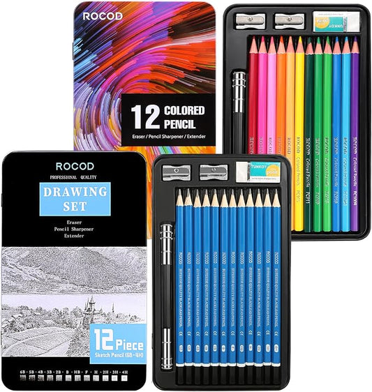 Profession Sketch Pencils & Colored Pencils for Adults Drawing Pencils Set