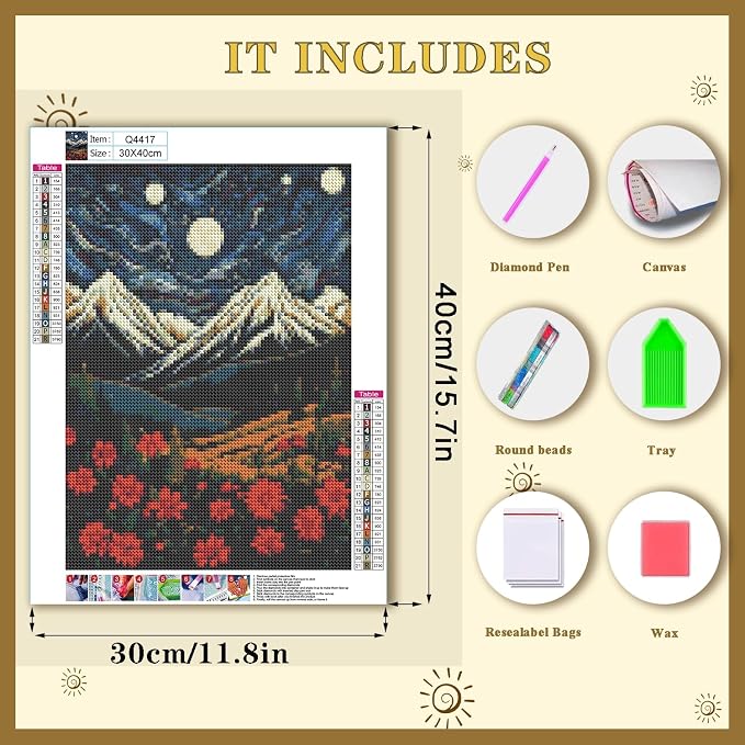 DOTSOPS Landscape Diamond Art Painting Kits DIY Paint by Diamonds | Round Full Drill for Adults,Beginner Home Wall Decoration Gift 11.8 x 15.7 Inches