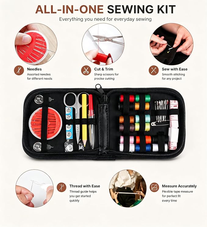 JANREAY Sewing Kit for Adults Travel Mini Kit with 14 Thread Spools