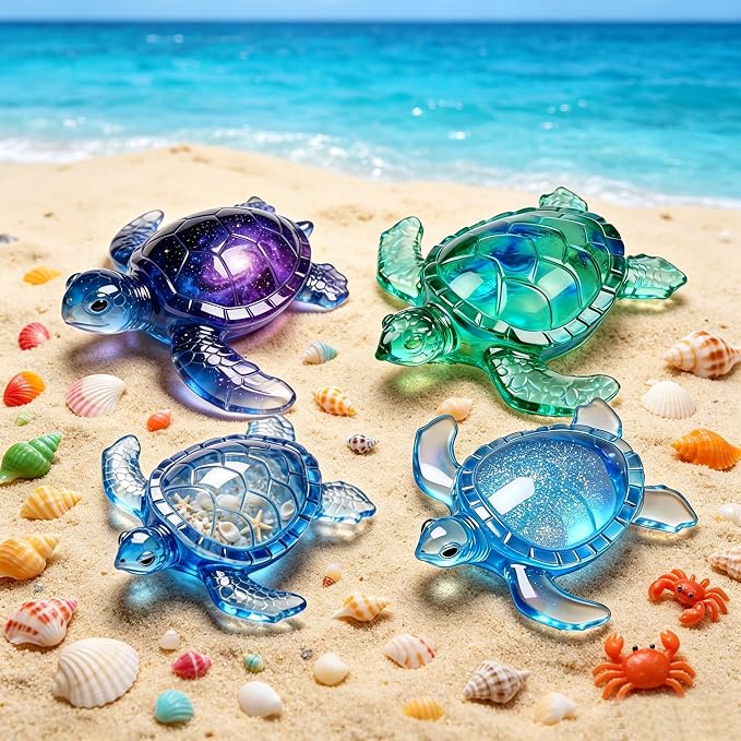 2Pc 3D Sea Turtle Silicone Resin Mold Realistic Turtle Animal Epoxy Casting Mold for DIY Garden Decor Tdesktop Ornament Wall Hanging Home Handicraft Table Decoration Keepsake Making