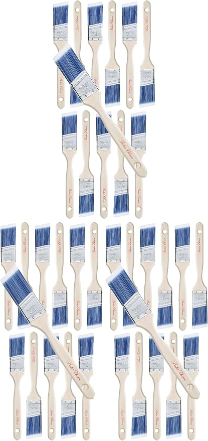 Bates Angle Paint Brushes - 1.5-Inch, 36 Pack, Treated Wood Handles for Walls, Furniture & Stain