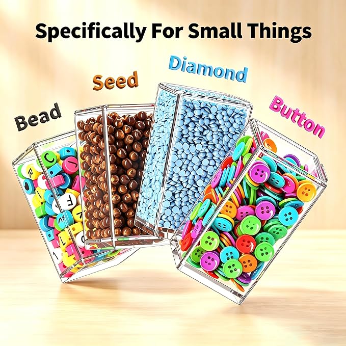 Newly Upgraded Transparent Large Capacity Diamond Painting Storage Containers,96 Grid Craft Organizers and Storage, Suitable for Nail Art, Necklaces, Bead Storage Containers