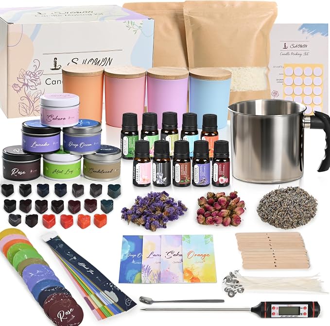 SHOWIN Candle Making Kit, DIY Candle Making Supplies for Adults, Starter Soy Wax Candle Kit with Candle Jars & Tins, Scented Home Decoration