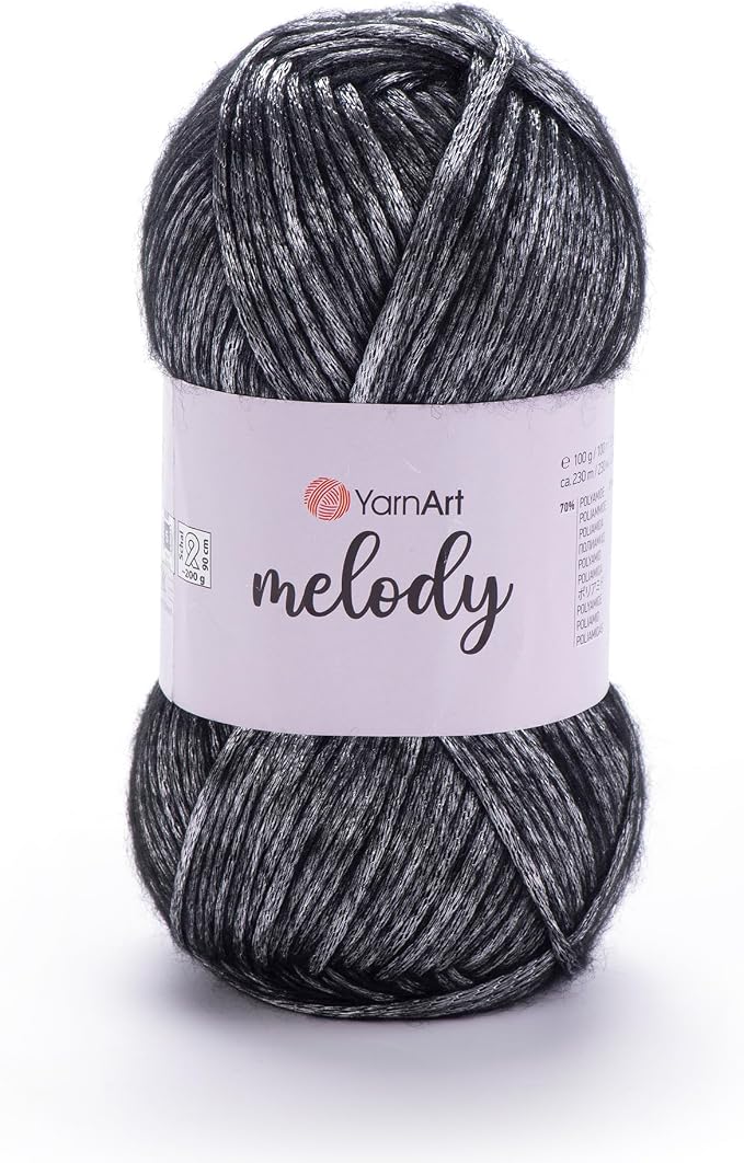 YarnArt Melody Variegated Chainette – Metallic Sheen Fiber for Knitting, Crochet & Embroidery, 100g (3.5 oz) Skein, 230m (251 yd), Premium Blend of 70% Polyamide 21% Acrylic 9% Wool (887)