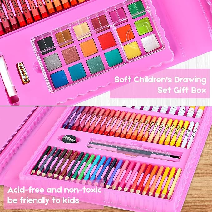 iBayam 251-Pack Pink Art Supplies, Drawing Arts Kits for Kids Teens Adult