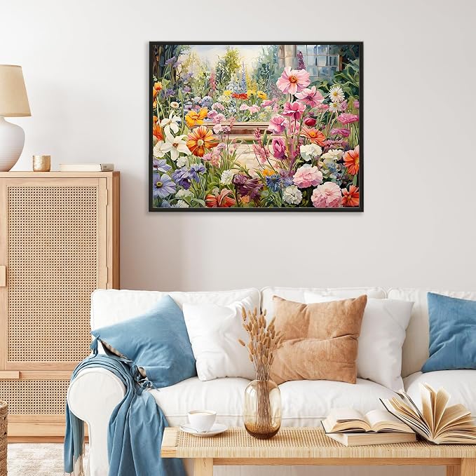Paint by Numbers Kit for Adults, Garden Flowers Number Painting Canvas Kit | DIY Acrylic Painting Set for Beginners, Stress Relief Relaxing Craft, Home Wall Decor, Holiday Gift for Adults, 16x20 Inch