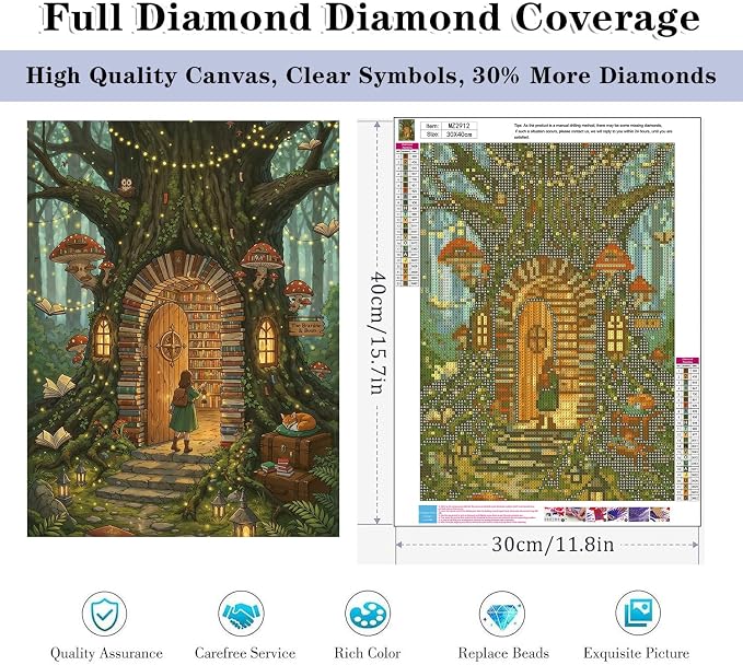 HHMATITS Tree Diamond Art Kits for Adults, Diamond Painting Kits 12×16IN