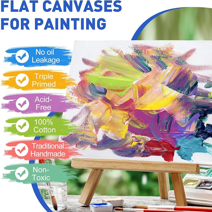 ESRICH Canvas Boards for Painting, 24 Pack 9x12 Canvases for Painting Cotton Primed Acid Free Blank Canvas Panels for Oil Paint, Watercolor, Acrylic Paint, Gouache and Tempera.