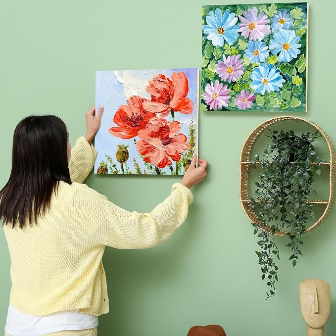 Aodaer 8 Pack Wood Panels 12 x 12 Inch Wooden Panels Canvas Unfinished Craft Wood Boards Panels for Art Crafts Acrylic and Oil Painting Pouring DIY Projects