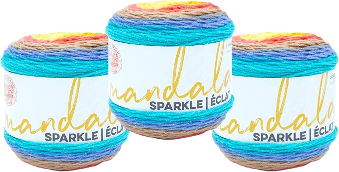 (3 Pack) Lion Brand Yarn Mandala Sparkle Yarn, Hercules