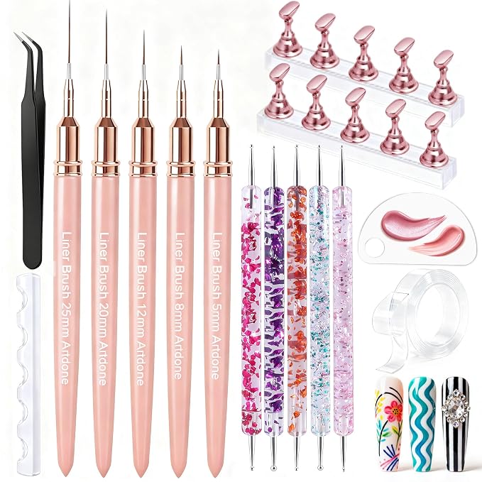 Artdone Nail Art Pens And Brushes Set With Liner Paint Dotting Tools