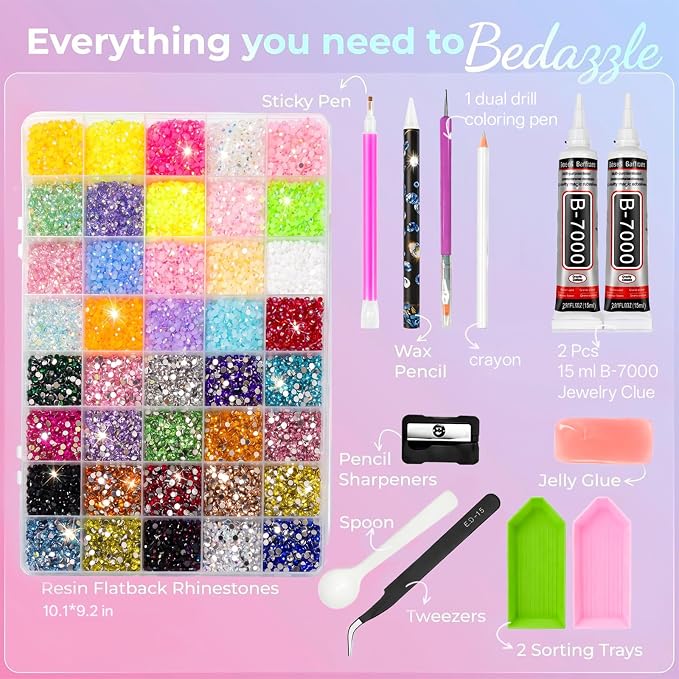 Bedazzling kit 38000Pcs Resin Jelly 40 Non-Repeating Colors 3mm Gems