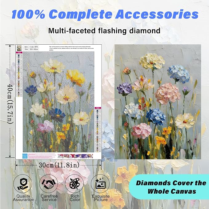 Flowers Diamond Art Kits for Adults,Hydrangea Diamond Painting Wall Decor
