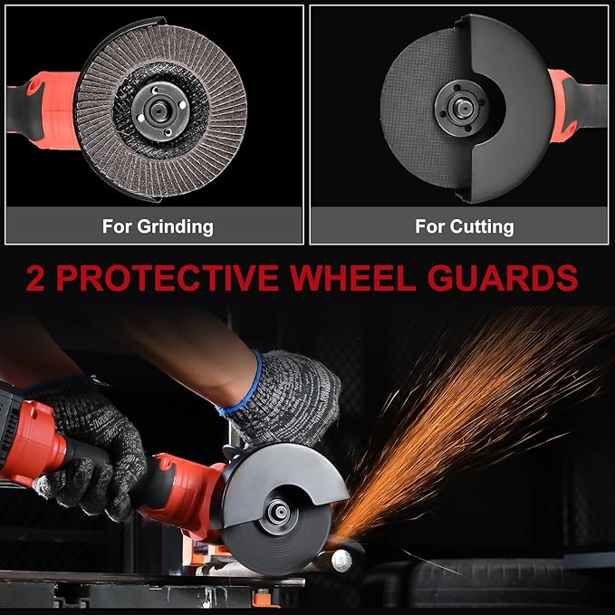 AOBEN Cordless Angle Grinder 4-1/2 inch, 21V Battery Grinder Kit, Power Electric Cut Off Tool, Brushless Motor, 2x4.0Ah Battery & Charger, for Metal Cutting, Grinding, Polishing