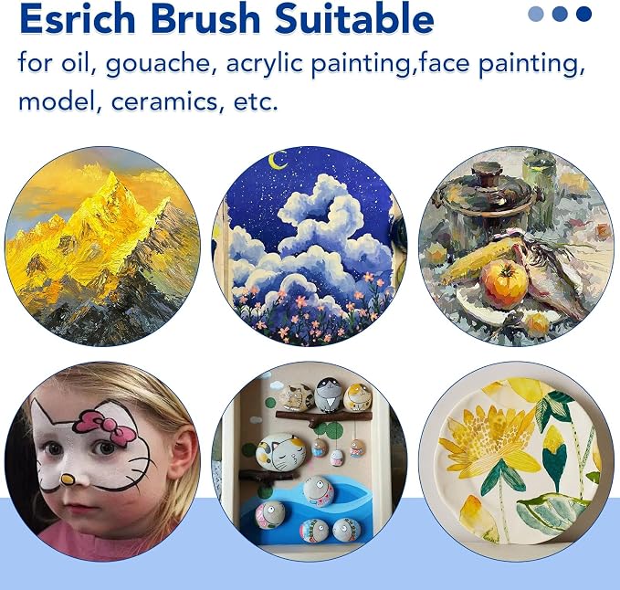 ESRICH 60PCS Paint Brushes, Paint Brush for Acrylic Painting | Artist Paintbrushes for Oil Watercolor, Body Face Rock Canvas, Small Paint Brushes for Kids, Black