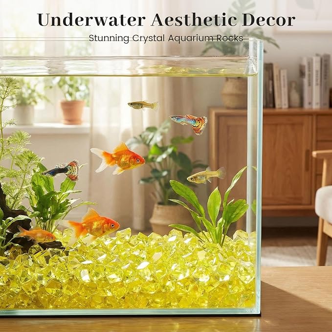 DomeStar Yellow Fake Ice Rocks, 150 PCS Acrylic Crystal for Vase Fillers
