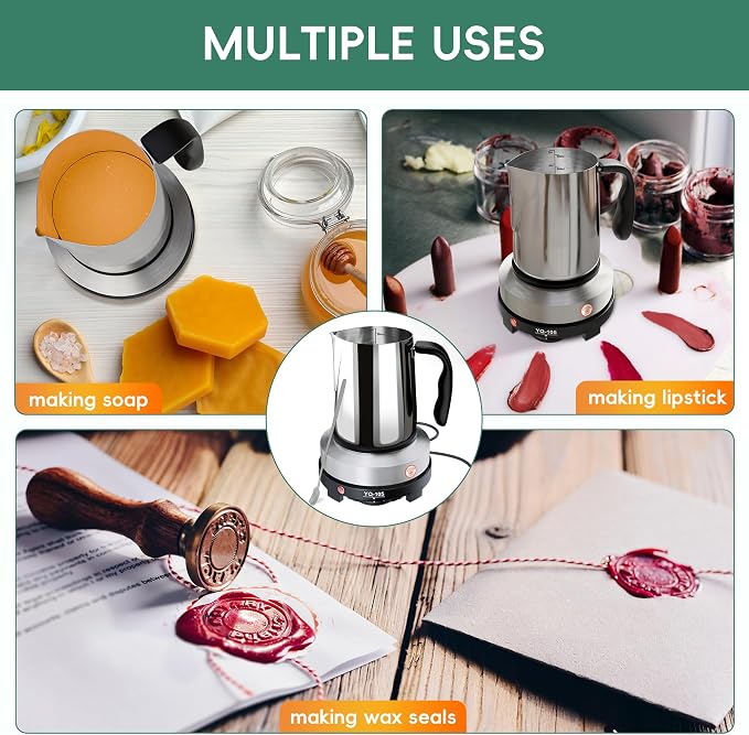 Zapstarz Candle Making Kit with Hot Plate, for Adults, Beginners | Candle Making Supplies with Wax Melting Pot, Candle Wicks, Stickers, Stirring Spoon, Anti-Scald Pad, Wooden Holders