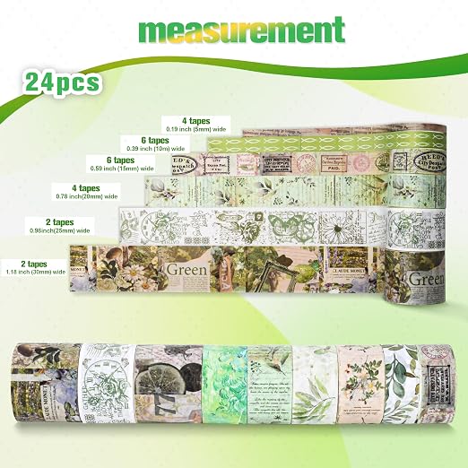 24 Rolls Flower Decorative Washi Tape Set (Secret Garden Series) | Adhesive Wahi Tape For DIY Art Crafts,Planners, Bullet Journaling,Gift Wrapping,Scrapbooking and Junk Journal Supplies
