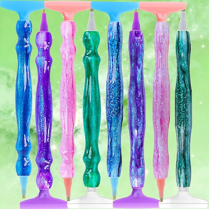 ZYNYXY 16PCS Ergonomic Diamond Art Pens Kits, Resin Diamond Painting Pen with Multifunctional Plastic Screw Thread Tips for 5D Diamond Painting (Starry Green A)