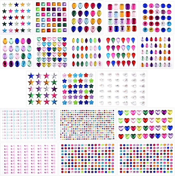 3897 Pcs Gems Stickers, Self Adhesive Gems, Bling Rhinestones for Crafts