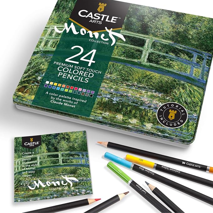 Castle Art Supplies 24 Colored Pencil Set - Monet-inspired Art Palette