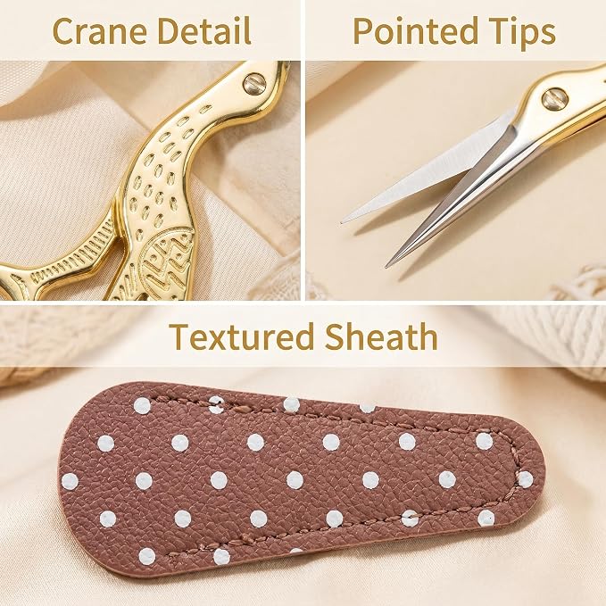 BIHRTC 3.6inch Little Embroidery Scissors Sharp Stainless Steel Tip Sewing | Cross Stitch Scissors for Office Home Manual Sewing Handicraft DIY Tool Art Work Needlepoint Crochet Vintage Detail Shears