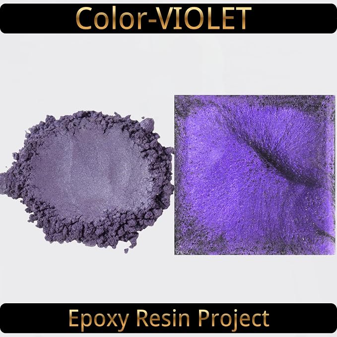 Mica Powder, Violet, 240g with Scoop, Complies with ASTM D-4236 | For Epoxy Resin, Soap, Bath Bomb, Candle| Safety Material| Odorless| Brilliant Colors