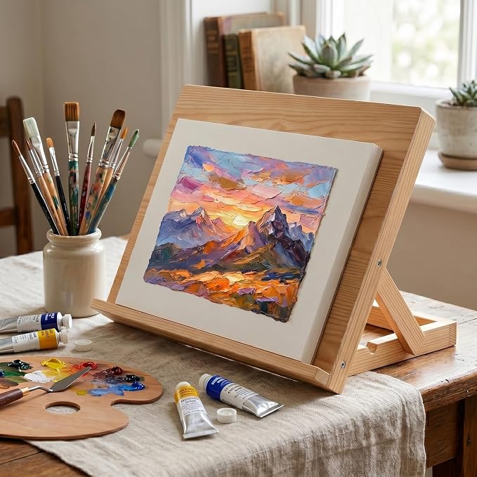 Tabletop Wooden Easel Stand, Adjustable Art Easel for Painting, Drawing, Sketching, Canvas, Books & Artwork Display
