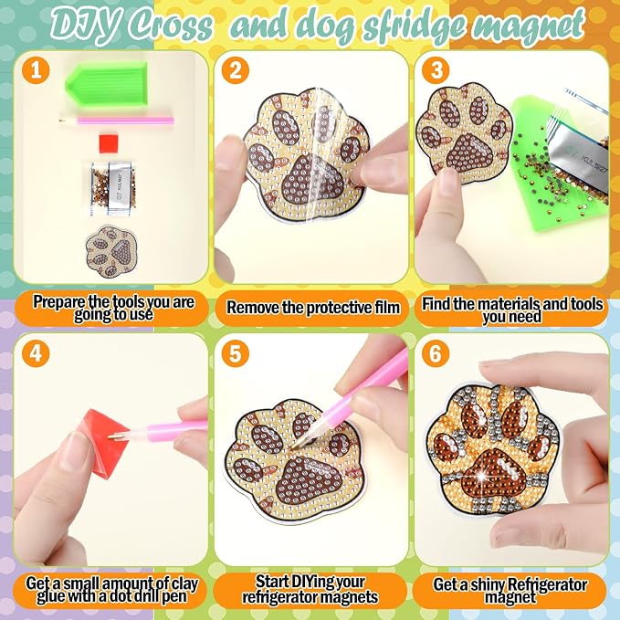 Remuuly 30 Pcs Cat Paw Butt Diamond Painting Magnets Diamond Art Magnet Kit | Cute Diamond Art Kits for Adults, 5D Rhinestone Refrigerator, Fridge Magnetic Sticker, Diamond Club Gift, Beginner DIY Crafts