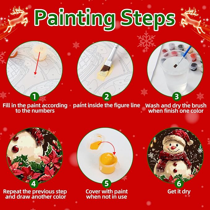 Reivworl Snowman Paint by Numbers Kit for Adults Beginner 16×20 inch