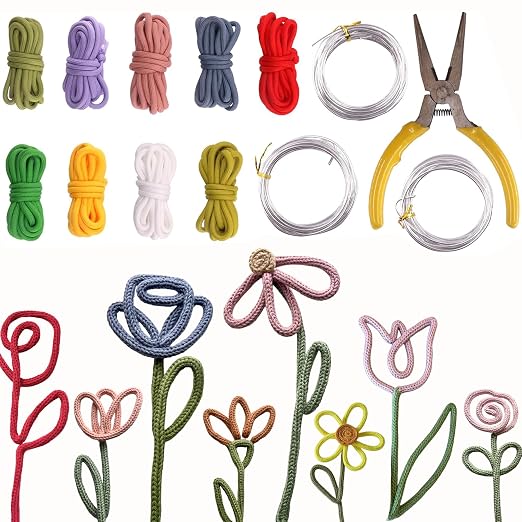 BoFUN Knitted Wire Art Kit for Adults &Teens, Flower Craft Set