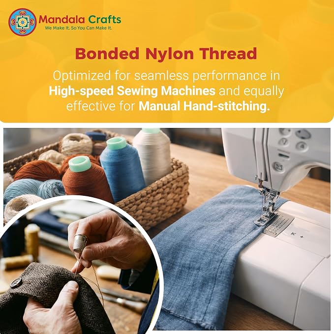 Mandala Crafts Size 92 280D T90 Lime Green Bonded Nylon Thread, 1100 YDs
