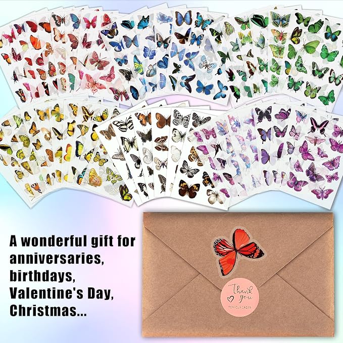 Arme Butterfly Stickers(635 PCS, 48 Sheets)