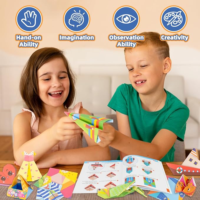 Origami Paper Kit for Kids,152 Sheets Origami Paper with Instructional Book