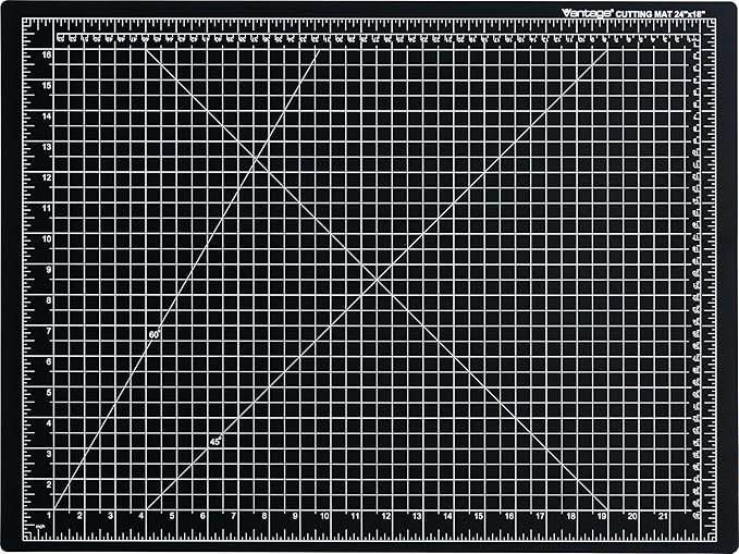 Dahle Vantage 10792 Double-Sided Premium Self-Healing Cutting Mat, 18"x24", 1/2" Grid, 5 Layers for Max Healing, Perfect for Crafts & Sewing, Black