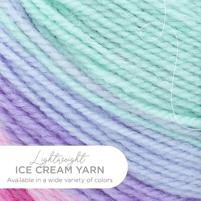 Lion Brand Yarn, Ice Cream Crochet Yarn, Ube, Multicolor, 3 Pack