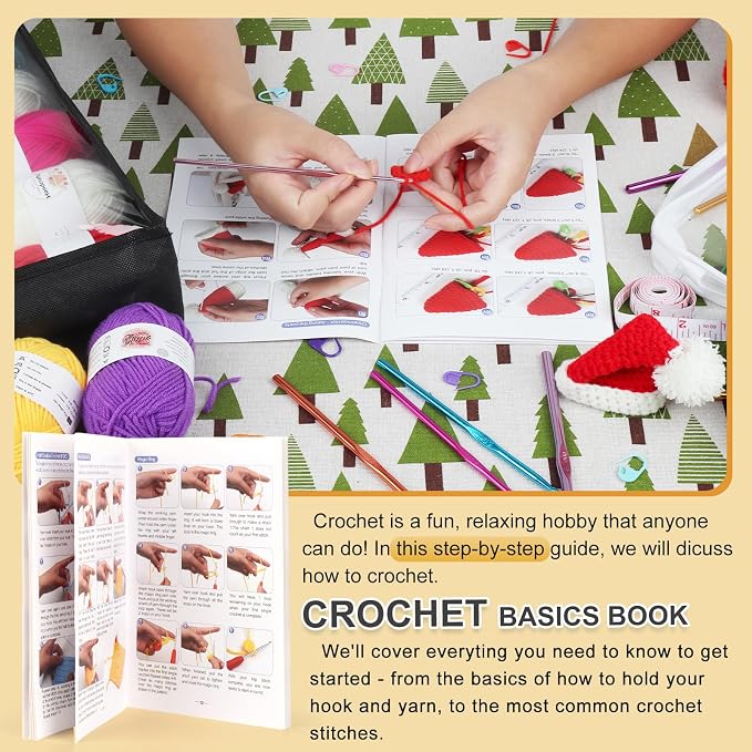 Aeelike Crochet Kit for Beginners Adults, Complete Crochet Set, Blue Flower