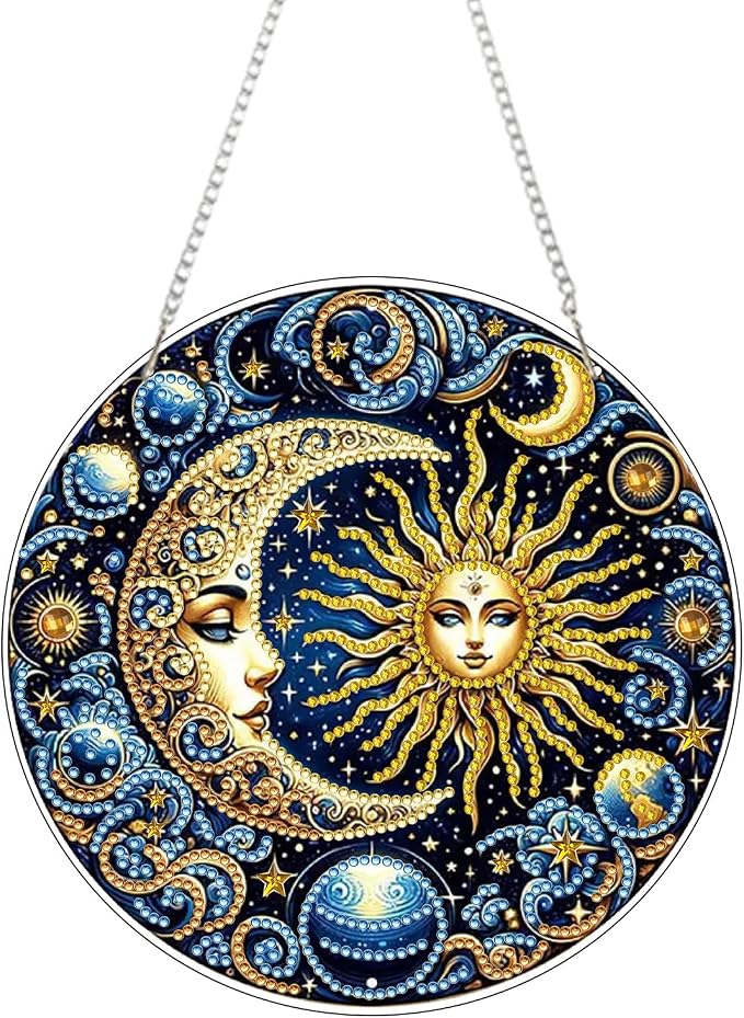 RYMILIE Hanging Diamond Art Kits for Adults Sun and Moon 8x8inch