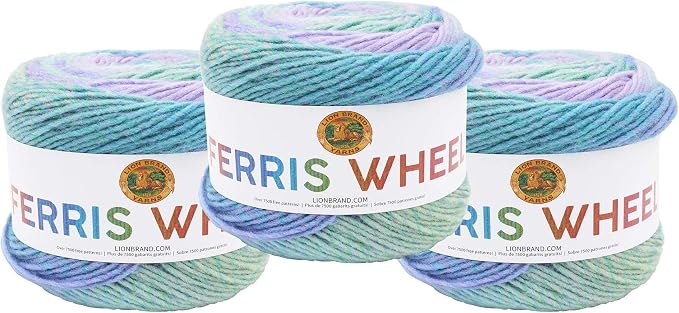 Lion Brand Yarn, Ferris Wheel Crochet Yarn, Cotton Candy Multicolor, 3 Pack