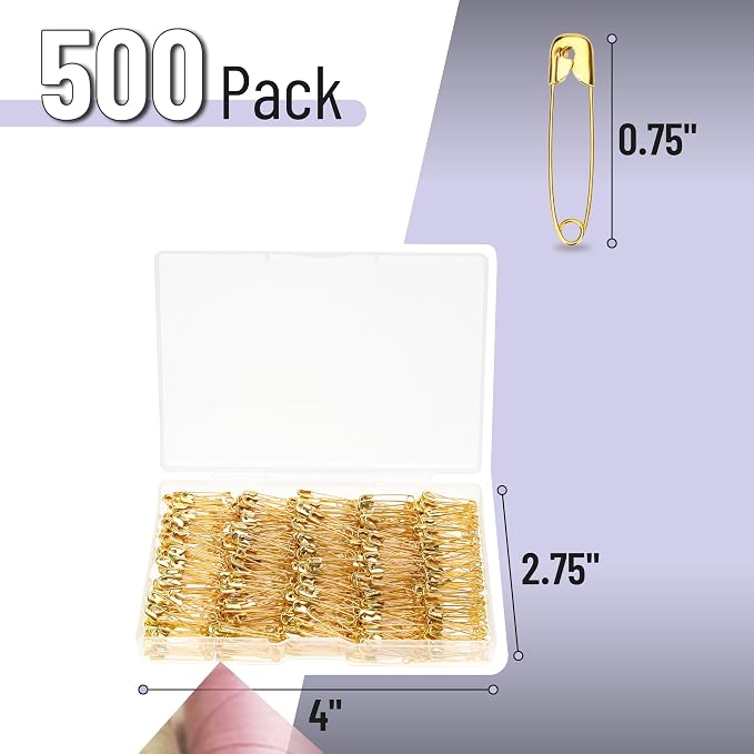 Mr. Pen- Small Safety Pins, 0.75 Inch, 500 Pack, Nickel Plated Steel, Gold