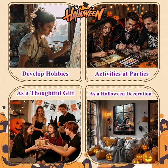 Fall Paint by Numbers Kit for Adults, Adult Paint by Number Kits 16x20 Inch | Halloween Painting by Numbers for Adults, Acrylic Paint, DIY Crafts for Adults, Ideal Gifts or Home Wall Decor, Frameless
