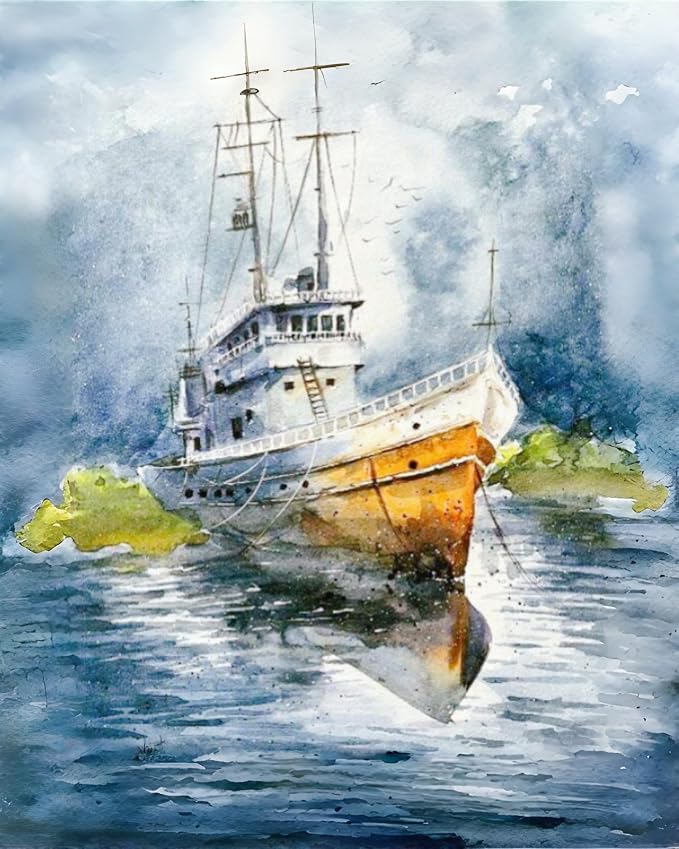 GXGLLPZBY Ship Painting by Numbers for Adults Beginner,15.7X19.7 inch | Paint by Number Kits on Canvas,DIY Oil Acrylic Number Painting Kit Home Wall Decor