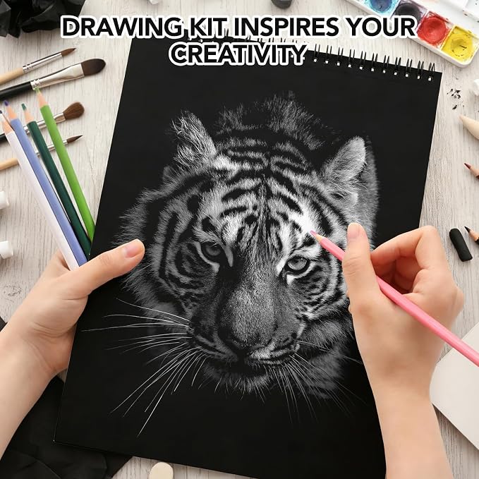 9 x 12In Sketch Book Set for Kids, 100 GSM Spiral Sketch Drawing Pad