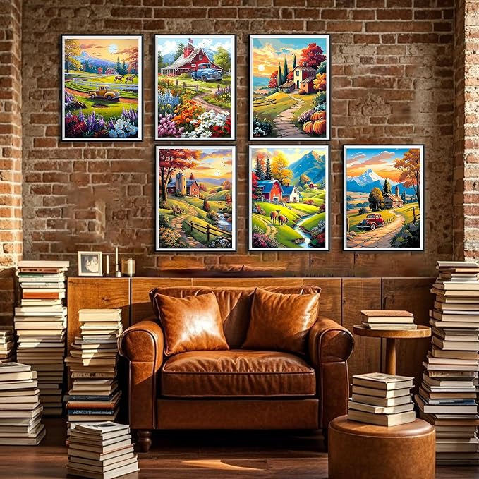 Leatrice 6 Pcs Landscape Diamond Painting Kits for Adults Diamond Art Kits